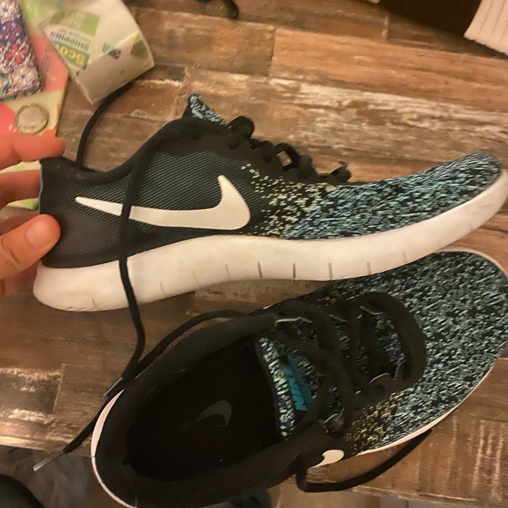 Nike Black and Teal Sneakers